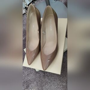 Marc Fisher Patent Pointed-Toe Pumps in Taupe